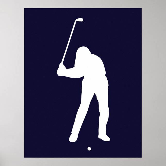 Silhouette golfer på slå golf boll-utskrift poster (Framsidan)