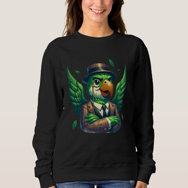 Silhouette Green Parrot Cartoon Illustration Graph T Shirt (Framsida)