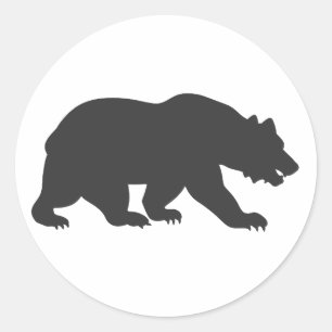 Silhouette grizzly-björn-Välj bakgrund färg Runt Klistermärke