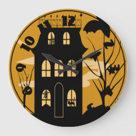 Silhouette Halloween House Clock Stor Klocka