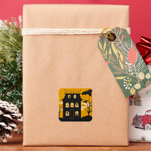 Silhouette Halloween House Stickers Fyrkantigt Klistermärke