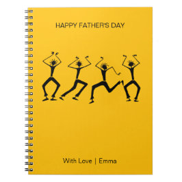 Silhouette Happiness Party Dancers Pappa Anteckningsbok