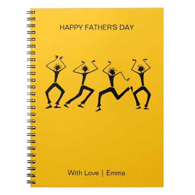Silhouette Happiness Party Dancers Pappa Anteckningsbok (Framsidan)