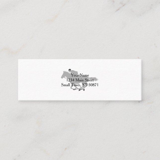 Silhouette-hästjockey - Välj bakgrund färg Mini Visitkort (Framsida)