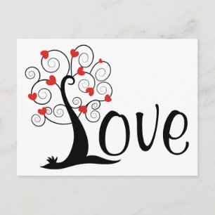 Silhouette Heart KÄRLEK Träd Vykort