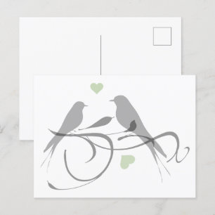 Silhouette Hearts och Love birds Vykort