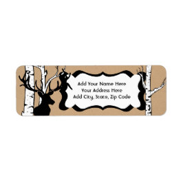 Silhouette Hjort Birch Forest Adressetiketters Returadress Etikett