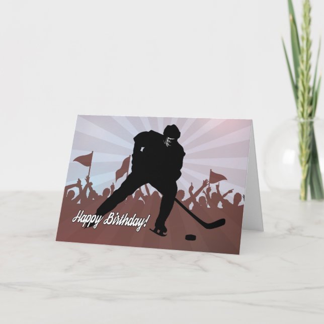Silhouette Hockey Player för födelsedagen Kort (Framsida)