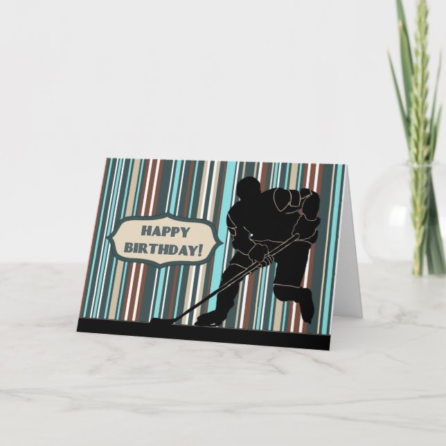 Silhouette Hockey Player Grattis på födelsedagen C Kort (Framsida)