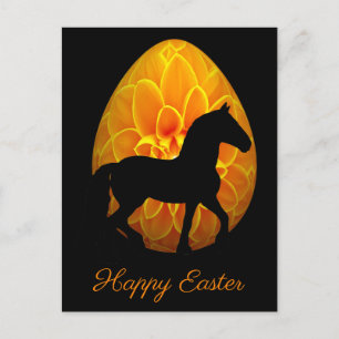 Silhouette Horse and Flower Egg Glad påsk Vykort