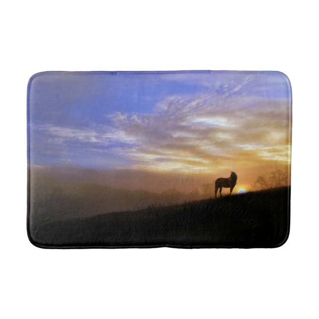 Silhouette Horse in Sunrise Bathmat Badrumsmatta (Framsidan)
