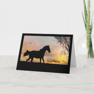 Silhouette Horse w/ Sunset Birthday Card Kort