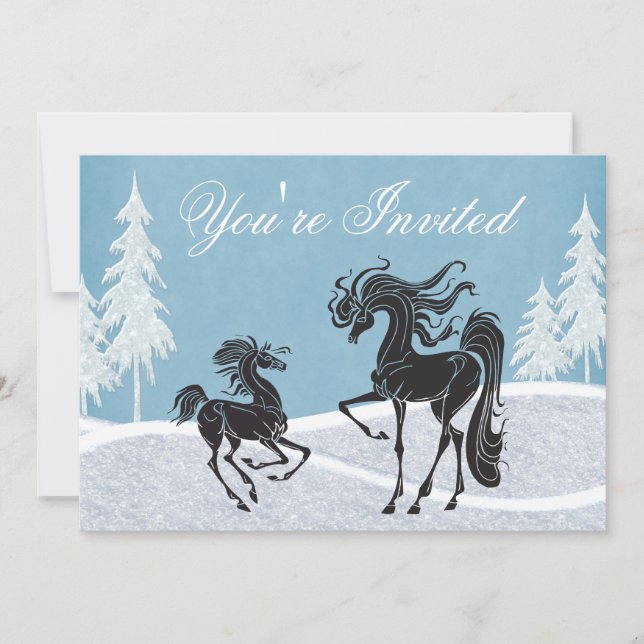 Silhouette Horse Winter Baby Shower-inbjudan Inbjudningar (Framsida)
