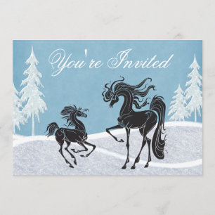Silhouette Horse Winter Baby Shower-inbjudan Inbjudningar