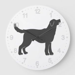 Silhouette hund stående - välj bakgrund färg stor klocka