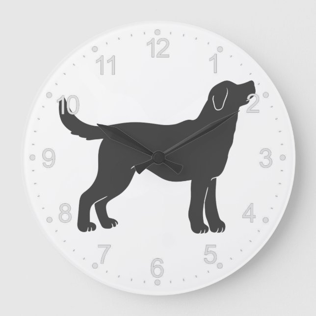 Silhouette hund stående - välj bakgrund färg stor klocka (Framsida)