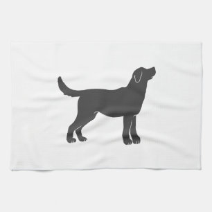 Silhouette-hund - Välj bakgrund färg Kökshandduk