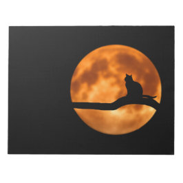 Silhouette i en svart katt i Träd Anteckningsblock