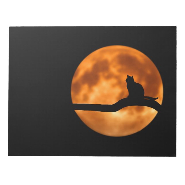 Silhouette i en svart katt i Träd Anteckningsblock (Framsida)