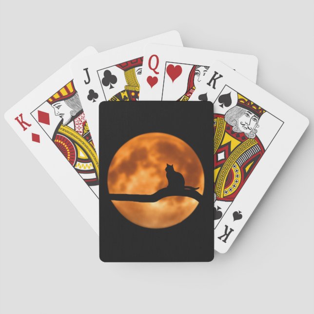 Silhouette i en svart katt i Träd Casinokort (Baksidan)