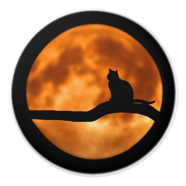 Silhouette i en svart katt i Träd Knopp (Framsidan)