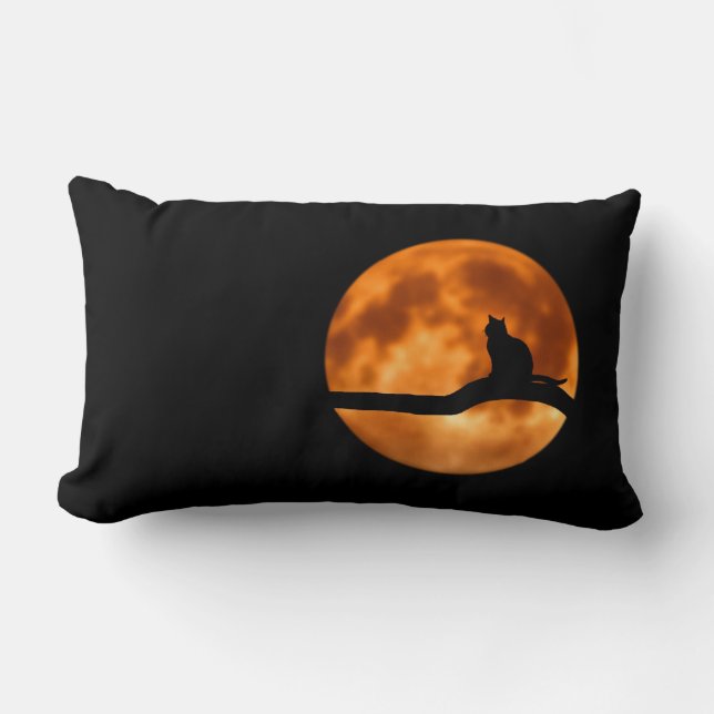 Silhouette i en svart katt i Träd Lumbarkudde (Framsida)