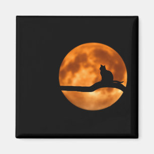 Silhouette i en svart katt i Träd Magnet