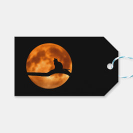 Silhouette i en svart katt i Träd Presentetikett