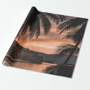 Silhouette i handflatan träd under guldtimmen presentpapper
