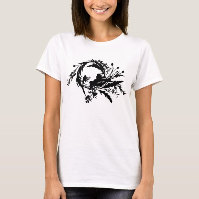 Silhouette i Sleeping Fairy in Flower Weath T Shirt (Framsida)