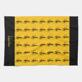 Silhouette idrottsman, Kenya African Art Orange Kökshandduk