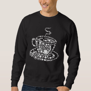 Silhouette-kaffe Kopp med kaffe Sak Lång Ärmad Tröja