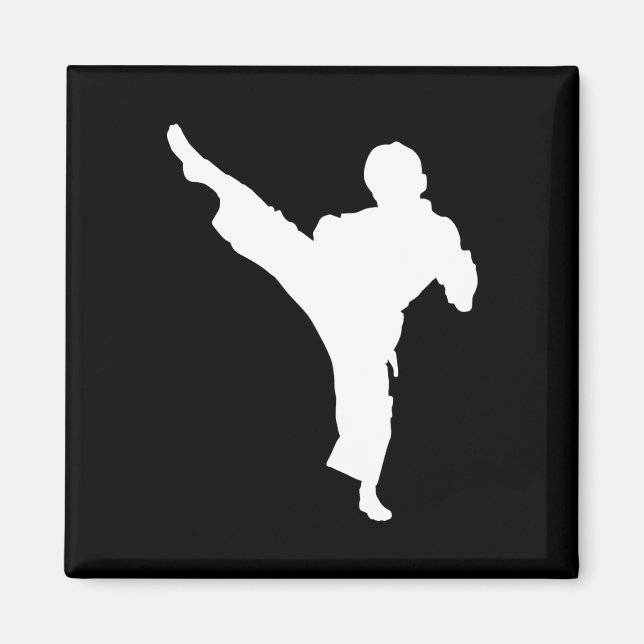 Silhouette Karate Fighter Shotokan Martial Arts Ta Magnet (Framsidan)