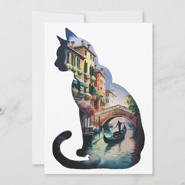 Silhouette-kattkonst i Italien Inbjudningar (Framsida)