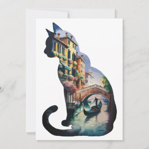 Silhouette-kattkonst i Italien Inbjudningar