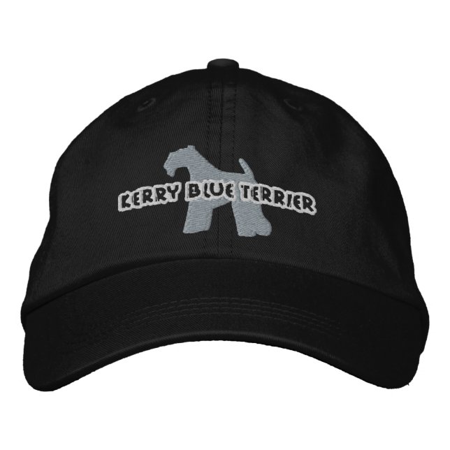Silhouette Kerry Blue Terrier Embroized Hat Broderad Keps (Framsida)