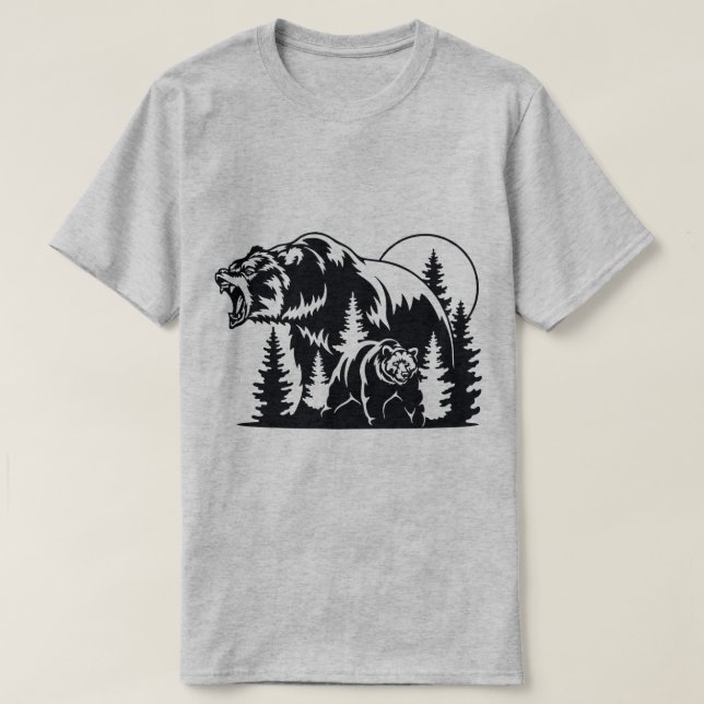 Silhouette-klotet i skogslandskapet t shirt (Design framsida)