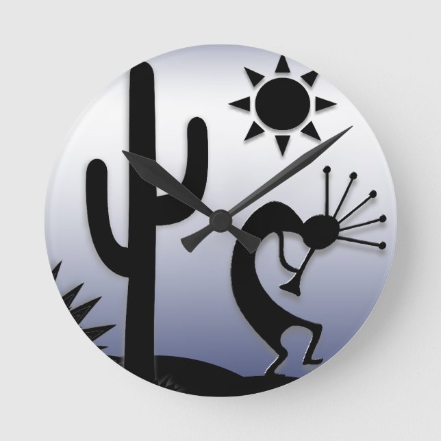 Silhouette Kokopelli Rund Klocka (Framsida)