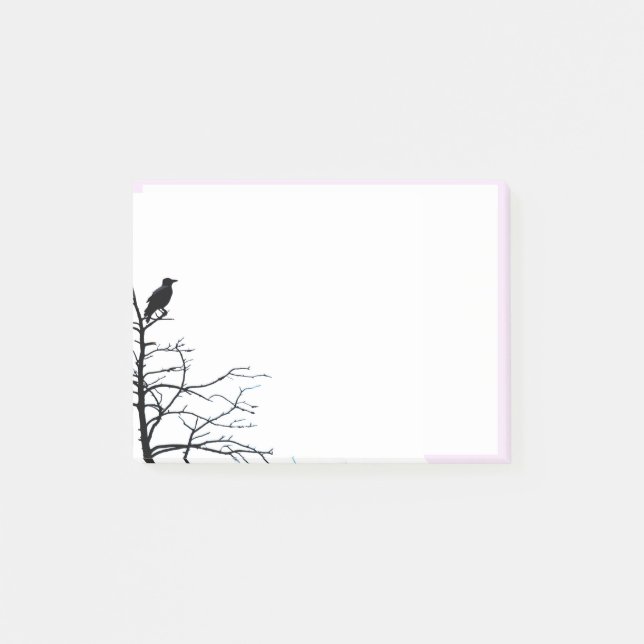 Silhouette Kråka Black Bird Nature Art Post-it Block (Framsida)