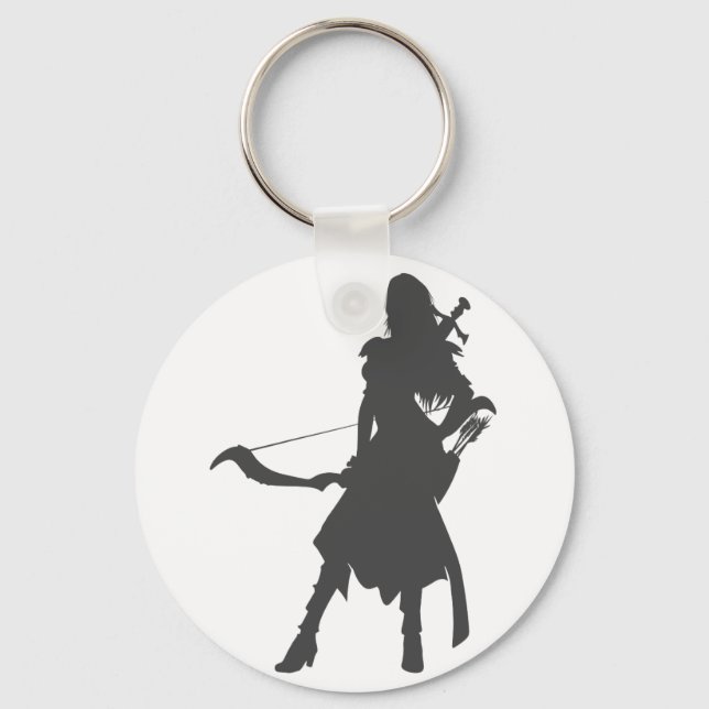 Silhouette-krigare - Välj bakgrund färg Nyckelring (Framsida)