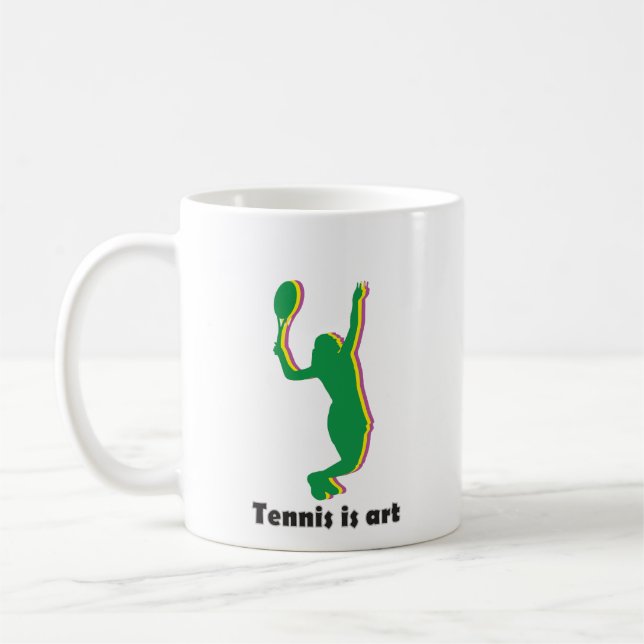 Silhouette, kvinna som spelar tennis kaffemugg (Vänster)