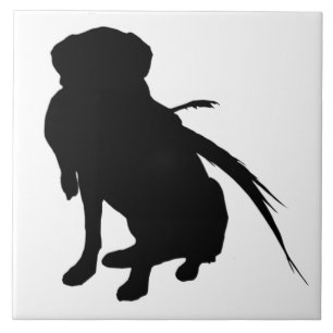 Silhouette Labrador Retriever med fasan Kakelplatta