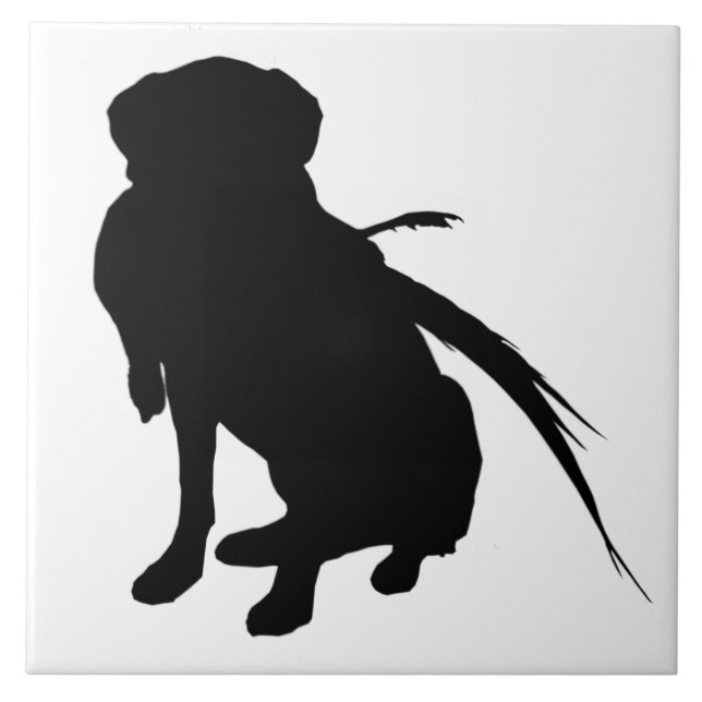 Silhouette Labrador Retriever med fasan Kakelplatta (Framsidan)