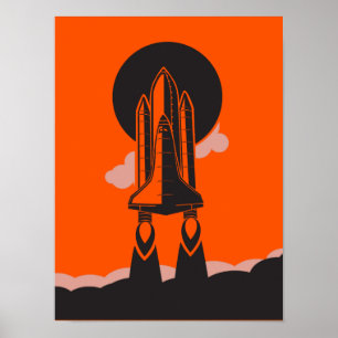 Silhouette-lansering av rymdfärjan poster