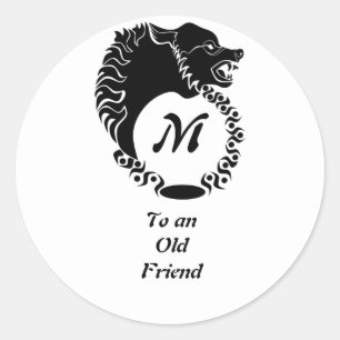 Silhouette Laurel Monogram från Tribal Black Varg Runt Klistermärke