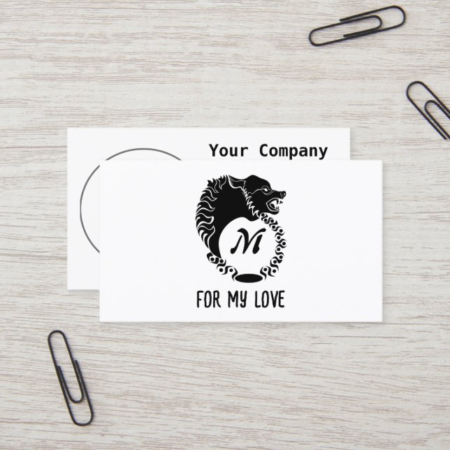 Silhouette Laurel Monogram från Tribal Black Varg Visitkort (Fram/Back In Situ)