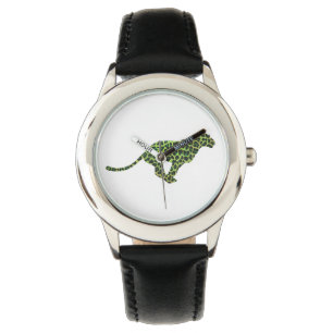 Silhouette Leopard Black och Grönt Armbandsur