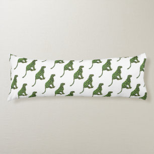 Silhouette Leopard Black och Grönt Kroppskudde