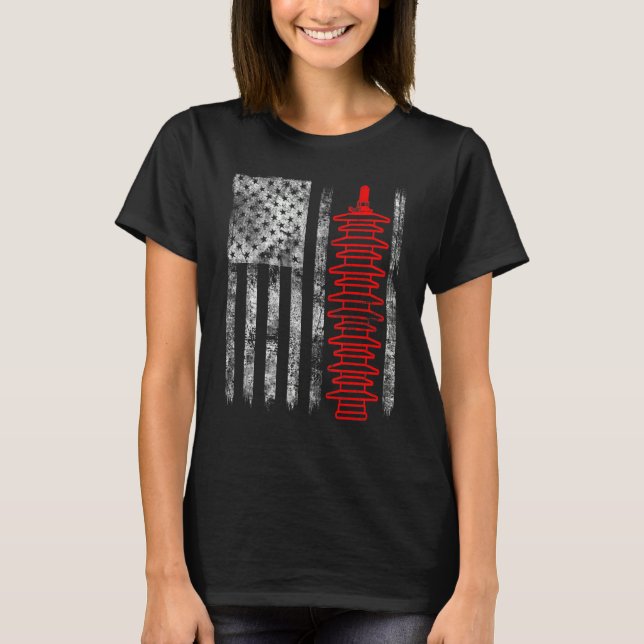 Silhouette Lightning Arrester American Flag Linema T Shirt (Framsida)