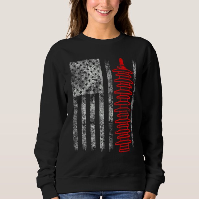Silhouette Lightning Arrester American Flag Linema T Shirt (Framsida)